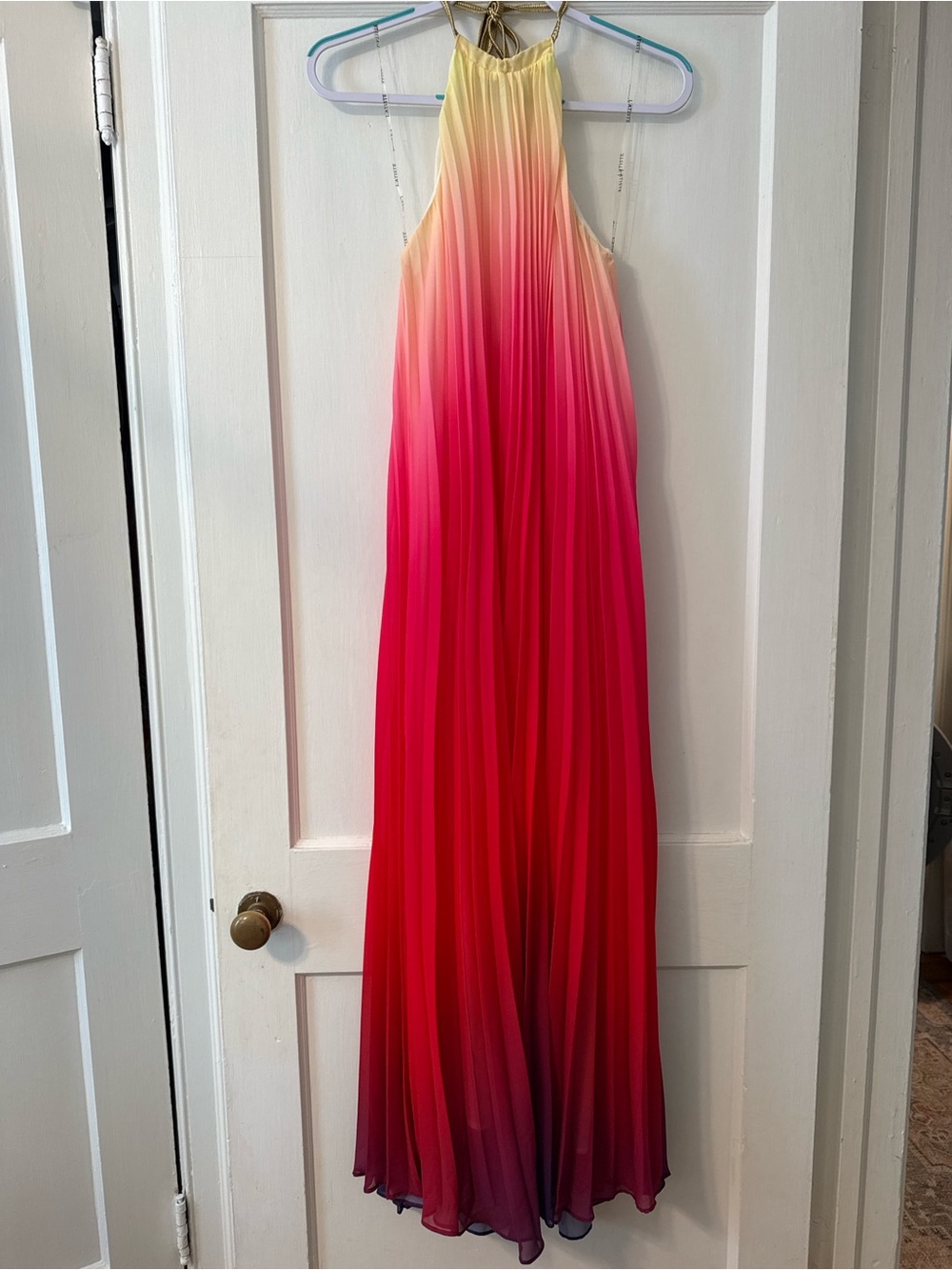 Gradient Halter Maxi Dress in Yellow to Pink